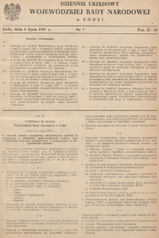 Dziennik Urzędowy Wojewódzkiej Rady Narodowej w Łodzi. 1967, nr 7