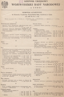 Dziennik Urzędowy Wojewódzkiej Rady Narodowej w Łodzi. 1968, skorowidz alfabetyczny