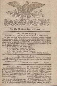 Privilegirte Schlesische Zeitung. 1821, No. 23 (21 Februar) + dod.