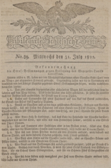 Privilegirte Schlesische Zeitung. 1822, No. 89 (31 July) + dod.