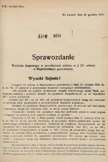 [Kadencja IX, sesja I, al. 890] Alegata do Sprawozdań Stenograficznych z Pierwszej Sesyi Dziewiątego Peryodu Sejmu Krajowego Królestwa Galicyi i Lodomeryi z Wielkiem Księstwem Krakowskiem z roku 1912. Alegat 890