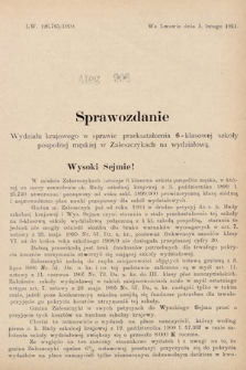 [Kadencja IX, sesja I, al. 906] Alegata do Sprawozdań Stenograficznych z Pierwszej Sesyi Dziewiątego Peryodu Sejmu Krajowego Królestwa Galicyi i Lodomeryi z Wielkiem Księstwem Krakowskiem z roku 1912. Alegat 906