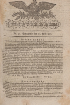 Privilegirte Schlesische Zeitung. 1827, No. 47 (21 April) + dod.