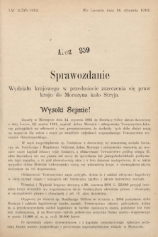 [Kadencja IX, sesja I, al. 959] Alegata do Sprawozdań Stenograficznych z Pierwszej Sesyi Dziewiątego Peryodu Sejmu Krajowego Królestwa Galicyi i Lodomeryi z Wielkiem Księstwem Krakowskiem z roku 1912. Alegat 959