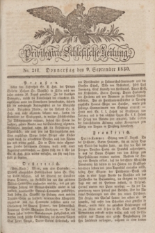 Privilegirte Schlesische Zeitung. 1830, No. 211 (9 September) + dod.