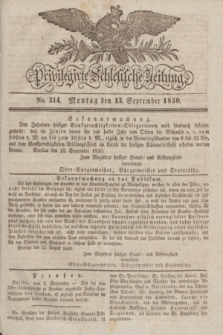 Privilegirte Schlesische Zeitung. 1830, No. 214 (13 September) + dod.
