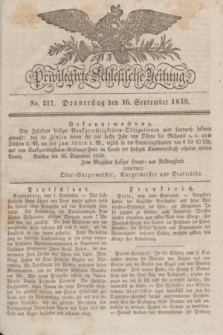 Privilegirte Schlesische Zeitung. 1830, No. 217 (16 September) + dod.