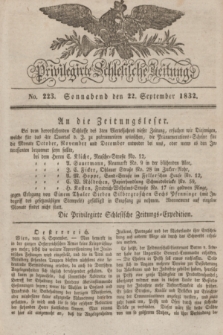 Privilegirte Schlesische Zeitung. 1832, No. 223 (22 September) + dod.