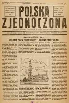 Polska Zjednoczona : chrześcijański tygodnik polityczno-społeczny. 1937, nr 1