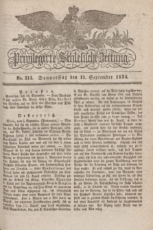 Privilegirte Schlesische Zeitung. 1834, No. 213 (11 September) + dod.