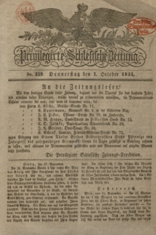Privilegirte Schlesische Zeitung. 1835, No. 229 (1 Oktober) + dod.