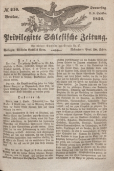 Privilegirte Schlesische Zeitung. 1836, № 210 (8 September) + dod.