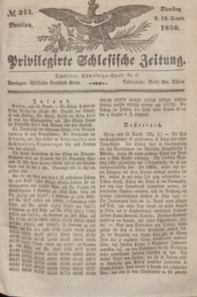 Privilegirte Schlesische Zeitung. 1836, № 214 (13 September) + dod.