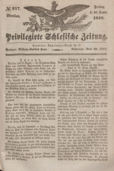 Privilegirte Schlesische Zeitung. 1836, № 217 (16 September) + dod.
