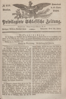Privilegirte Schlesische Zeitung. 1836, № 218 (17 September) + dod.