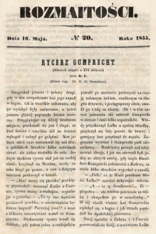 Rozmaitości : pismo dodatkowe do Gazety Lwowskiej. 1855, nr 20