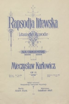 Rapsodja litewska : na orkiestrę