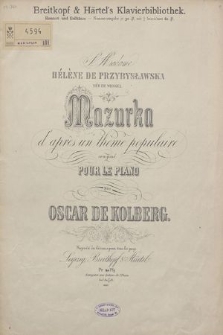 Mazurka d'après un thème populaire : pour le piano