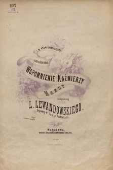 Wspomnienie Kaźmierzy : mazur : grywany w Teatrze Rozmaitości