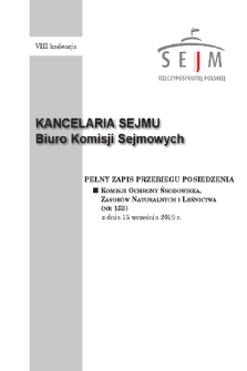 Pełny Zapis Przebiegu Posiedzenia Komisji Ochrony Środowiska, Zasobów Naturalnych i Leśnictwa (nr 153) z dnia 13 września 2018 r.