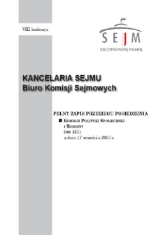 Pełny Zapis Przebiegu Posiedzenia Komisji Polityki Społecznej i Rodziny (nr 151) z dnia 17 września 2018 r.