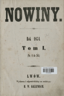 Nowiny. T.1, Spis rzeczy (1854)