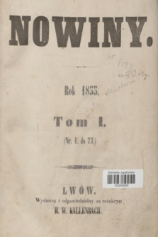 Nowiny. T.1, Spis rzeczy (1855)