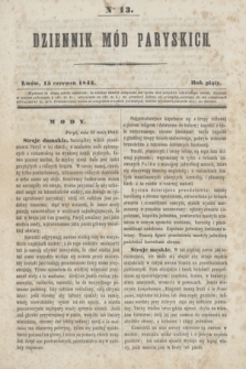 Dziennik Mód Paryskich. R.5, Nro 13 (15 czerwca 1844)