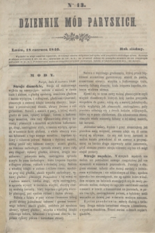 Dziennik Mód Paryskich. R.7, Nro 13 (18 czerwca 1846)