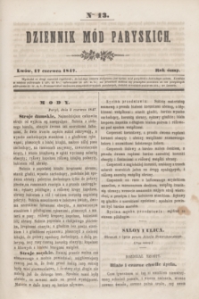 Dziennik Mód Paryskich. R.8, Nro 13 (17 czerwca 1847)