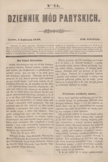 Dziennik Mód Paryskich. R.9, Nro 14 (1 kwietnia 1848)