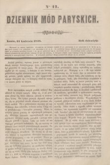 Dziennik Mód Paryskich. R.9, Nro 17 (22 kwietnia 1848)