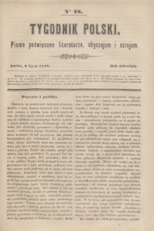 Tygodnik Polski : pismo poświęcone literaturze, obyczajom i strojom. R.9, Nro 28 (8 lipca 1848)