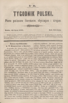 Tygodnik Polski : pismo poświęcone literaturze, obyczajom i strojom. R.9, Nro 31 (29 lipca 1848)