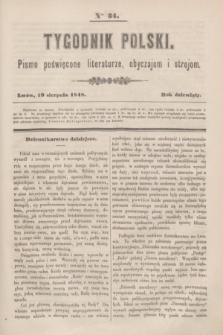 Tygodnik Polski : pismo poświęcone literaturze, obyczajom i strojom. R.9, Nro 34 (19 sierpnia 1848)