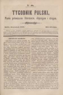 Tygodnik Polski : pismo poświęcone literaturze, obyczajom i strojom. R.9, Nro 38 (16 września 1848)
