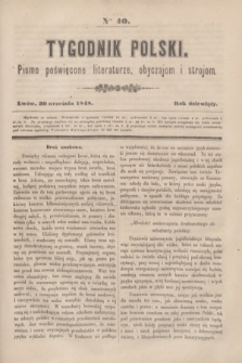 Tygodnik Polski : pismo poświęcone literaturze, obyczajom i strojom. R.9, Nro 40 (30 września 1848)