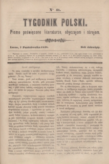 Tygodnik Polski : pismo poświęcone literaturze, obyczajom i strojom. R.9, Nro 41 (7 października 1848)