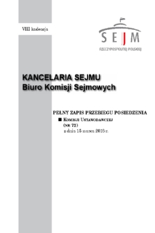 Pełny Zapis Przebiegu Posiedzenia Komisji Ustawodawczej (nr 72) z dnia 15 marca 2018 r.