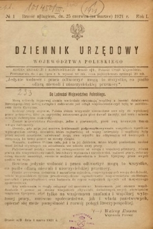 Dziennik Urzędowy Województwa Poleskiego. 1921, nr 1