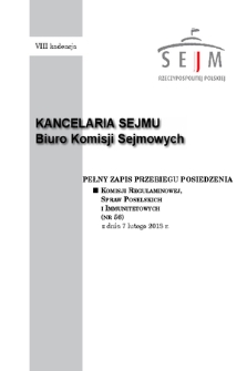 Pełny Zapis Przebiegu Posiedzenia Komisji Regulaminowej, Spraw Poselskich i Immunitetowych (nr 56) z dnia 7 lutego 2018 r.