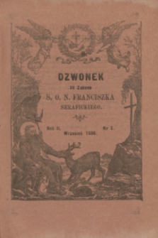 Dzwonek III Zakonu S. O. N. Franciszka Serafickiego. R.2, nr 3 (wrzesień 1886)