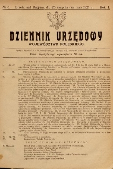Dziennik Urzędowy Województwa Poleskiego. 1921, nr 3