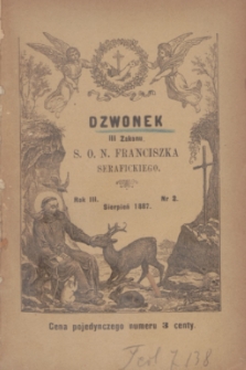 Dzwonek III Zakonu S. O. N. Franciszka Serafickiego. R.3, nr 2 (sierpień 1887)