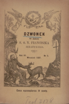 Dzwonek III Zakonu S. O. N. Franciszka Serafickiego. R.3, nr 3 (wrzesień 1887)