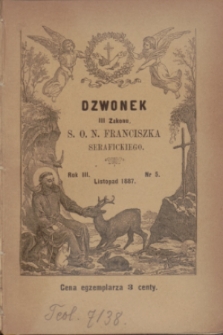 Dzwonek III Zakonu S. O. N. Franciszka Serafickiego. R.3, nr 5 (listopad 1887)