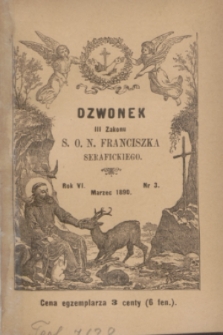 Dzwonek III Zakonu S. O. N. Franciszka Serafickiego. R.6, nr 3 (marzec 1890)