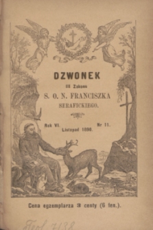 Dzwonek III Zakonu S. O. N. Franciszka Serafickiego. R.6, nr 11 (listopad 1890)