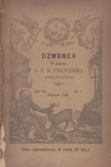 Dzwonek III Zakonu S. O. N. Franciszka Serafickiego. R.7, nr 1 (styczeń 1891)