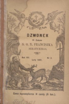 Dzwonek III Zakonu S. O. N. Franciszka Serafickiego. R.7, nr 2 (luty 1891)